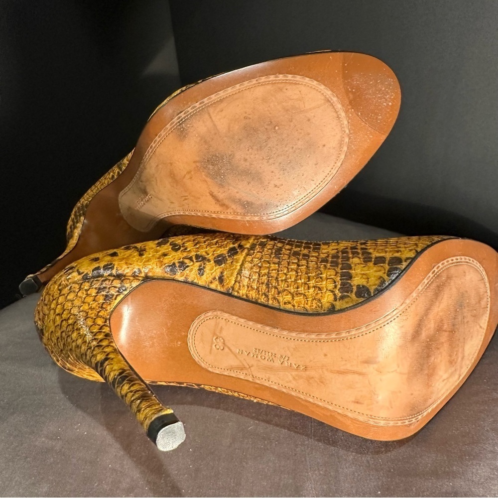 Zara Yellow Snakeskin Heels - Picture 5 of 5